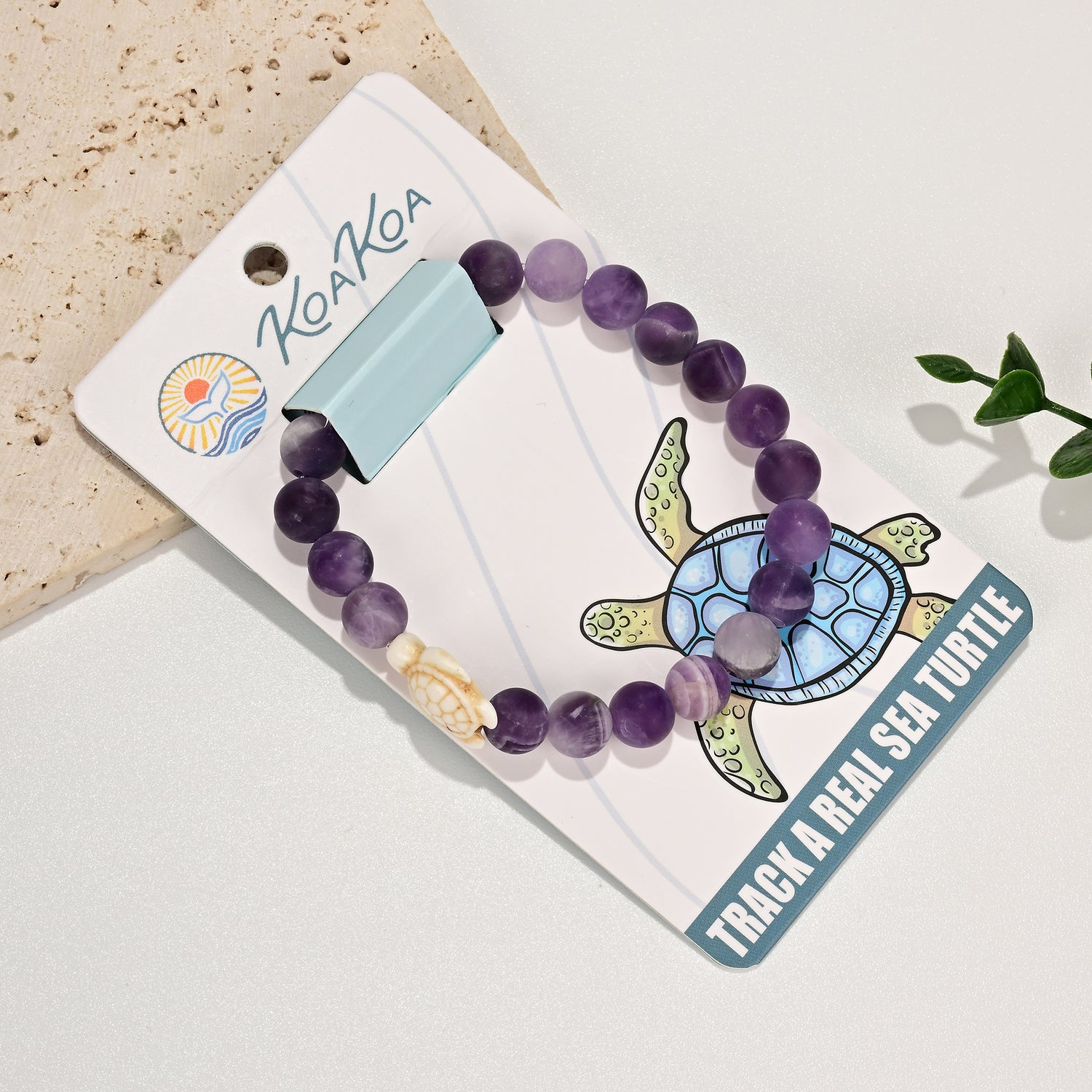 Sea Turtle Tracking Bracelet - Amethyst
